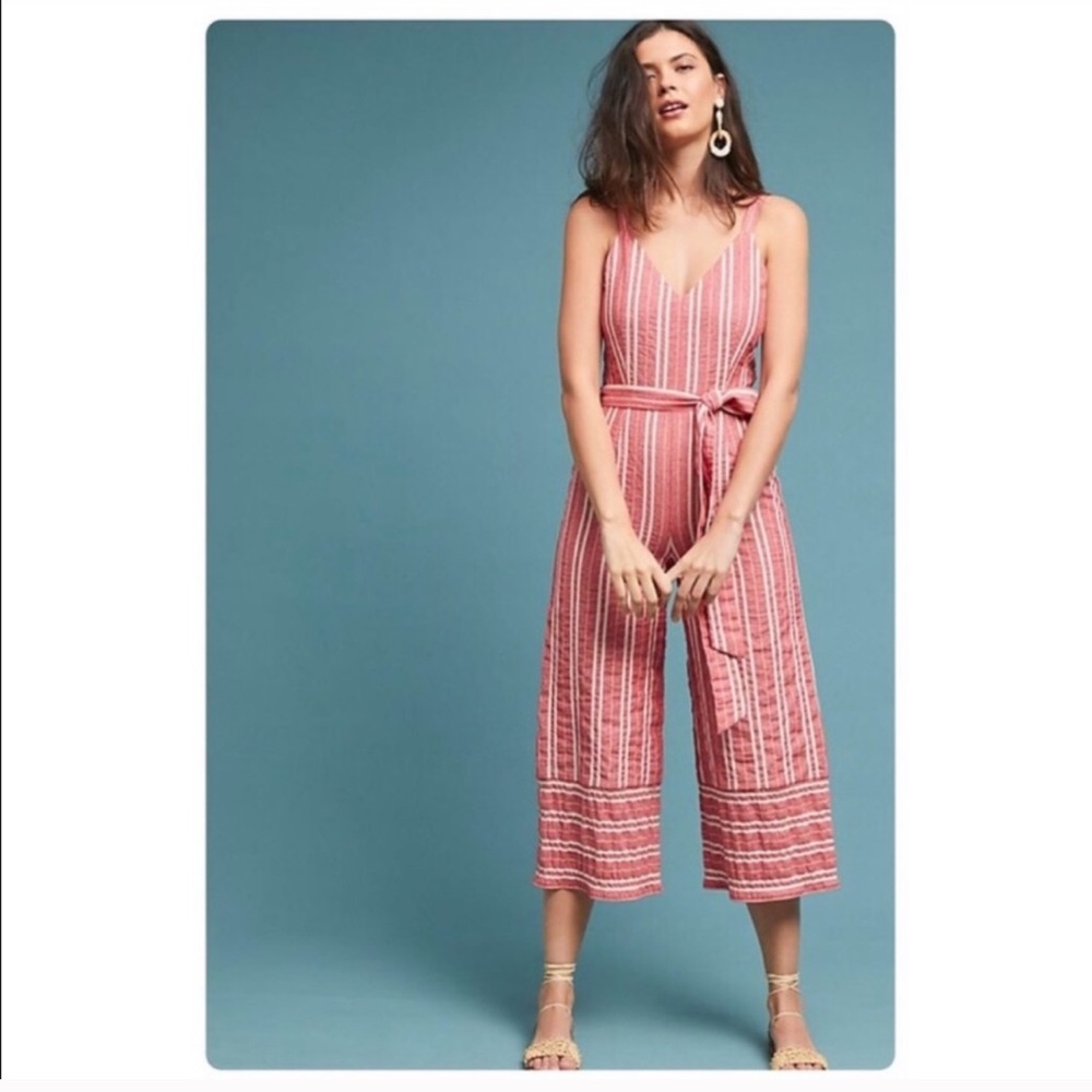 Anthropologie Wide Leg Crop Pant Tank Top Romper